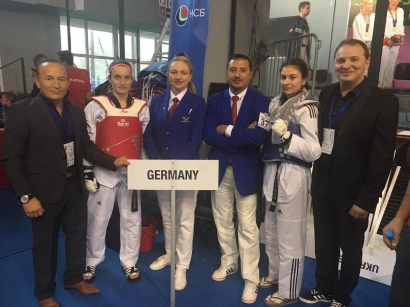 Junioren-U21-Europameisterschaft 2017 in Sofia - Madeline Folgmann und Ela Aydin mit Özer Gülec und Nurettin Yilmaz